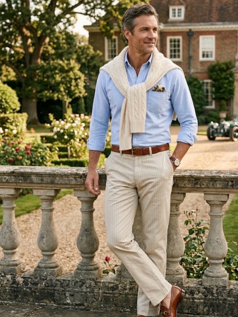 Calvin Klein Cream Pinstripe Chinos